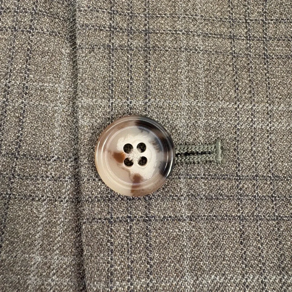 LAUREN Ralph Lauren Men's 42R Beige‎ Plaid Silk Wool Blazer Sport Coat Jacket